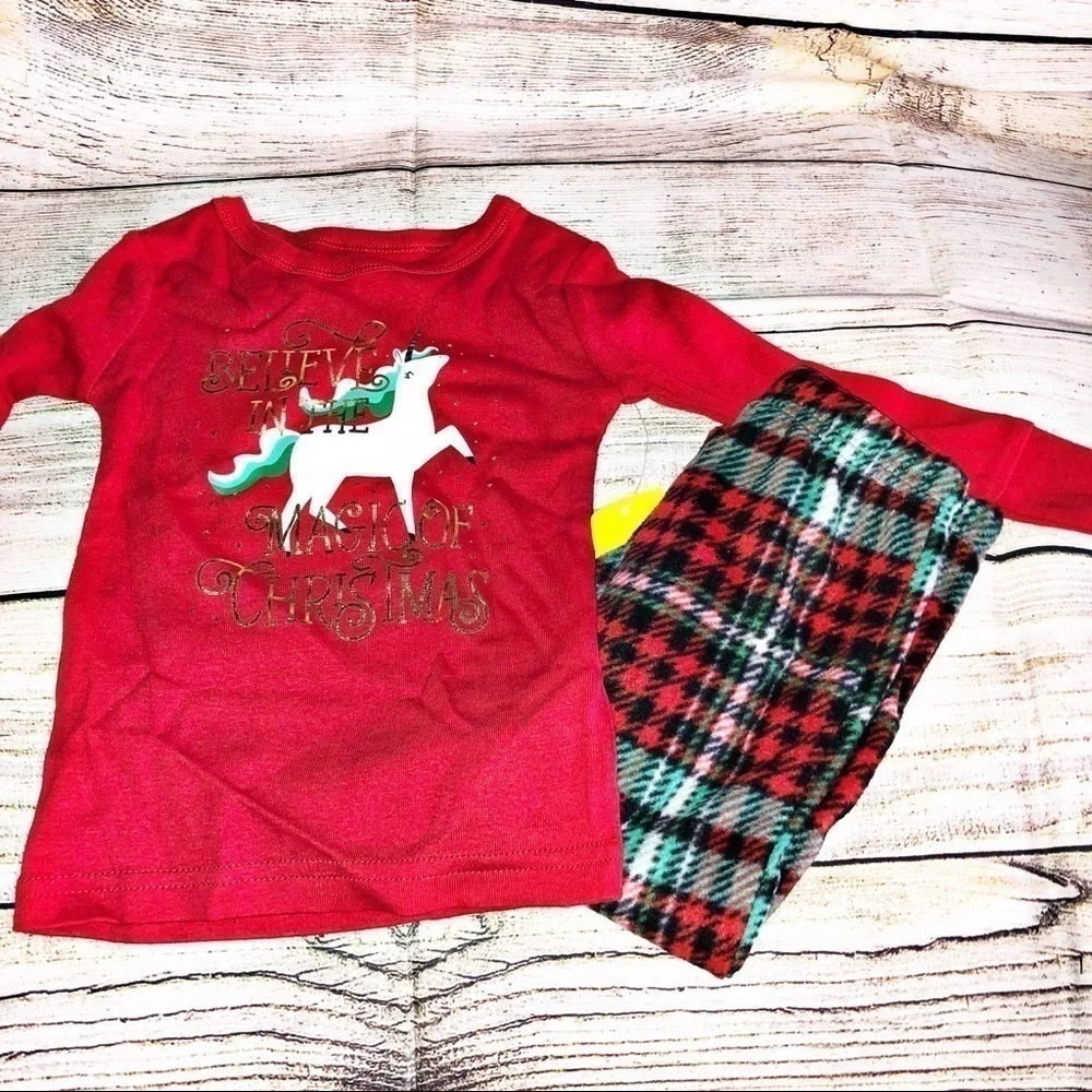 Cat & Jack Unicorn Christmas Pajamas Size 12 Months NWT